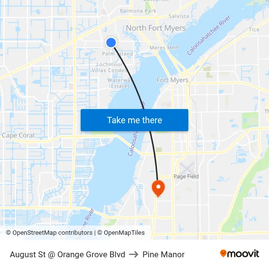 August St @ Orange Grove Blvd to Pine Manor map