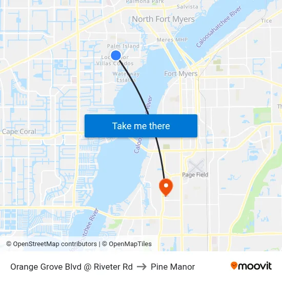 Orange Grove Blvd @ Riveter Rd to Pine Manor map