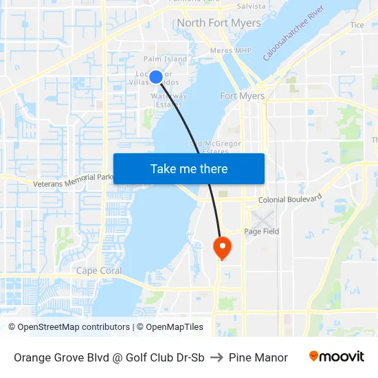 Orange Grove Blvd @ Golf Club Dr-Sb to Pine Manor map