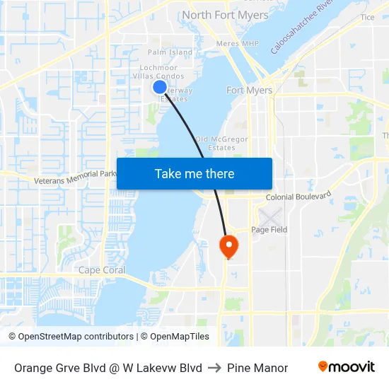 Orange Grve Blvd @ W Lakevw Blvd to Pine Manor map