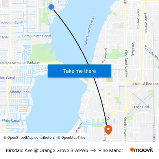Birkdale Ave @ Orange Grove Blvd-Wb to Pine Manor map
