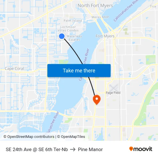SE 24th Ave @ SE 6th Ter-Nb to Pine Manor map