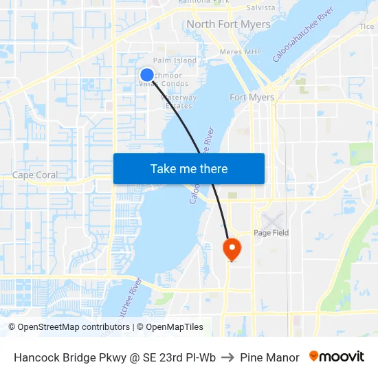Hancock Bridge Pkwy @ SE 23rd Pl-Wb to Pine Manor map