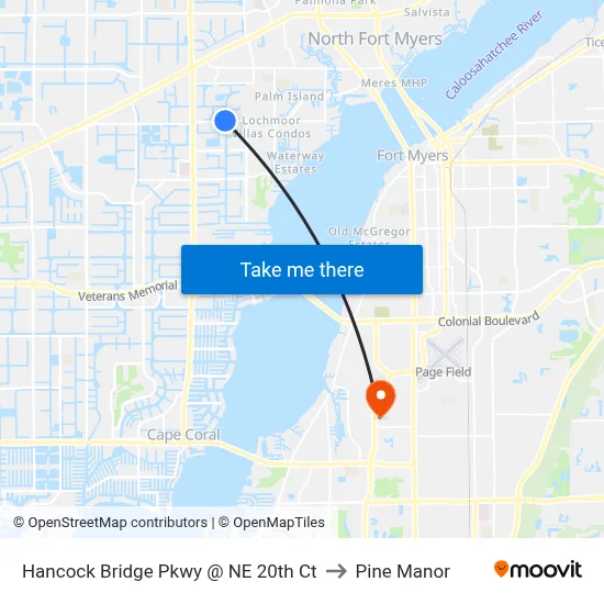 Hancock Bridge Pkwy @ NE 20th Ct to Pine Manor map