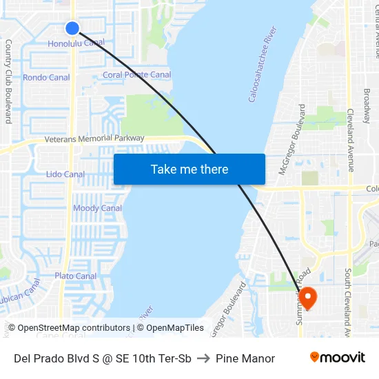 Del Prado Blvd S @ SE 10th Ter-Sb to Pine Manor map