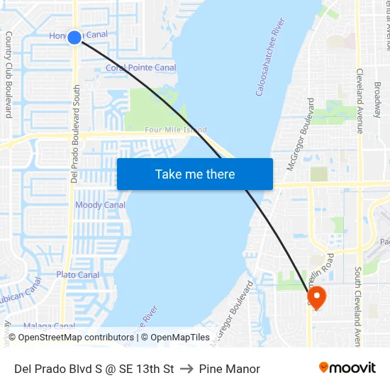 Del Prado Blvd S @ SE 13th St to Pine Manor map
