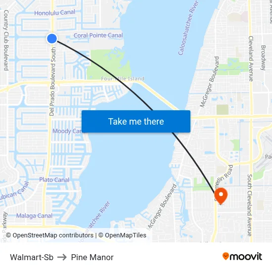 Walmart-Sb to Pine Manor map