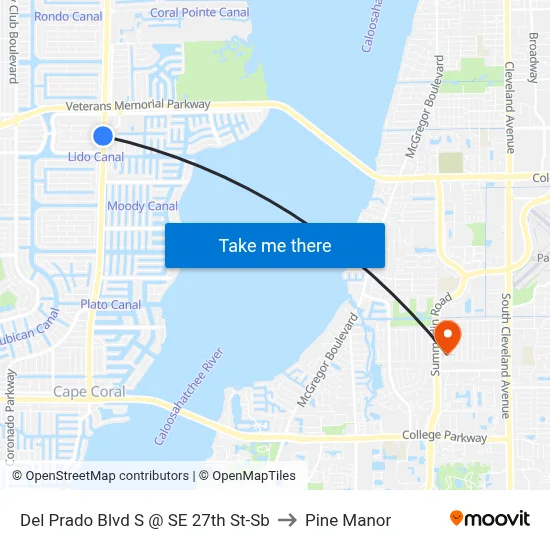 Del Prado Blvd S @ SE 27th St-Sb to Pine Manor map