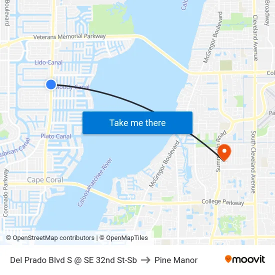 Del Prado Blvd S @ SE 32nd St-Sb to Pine Manor map