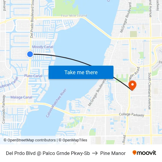 Del Prdo Blvd @ Palco Grnde Pkwy-Sb to Pine Manor map