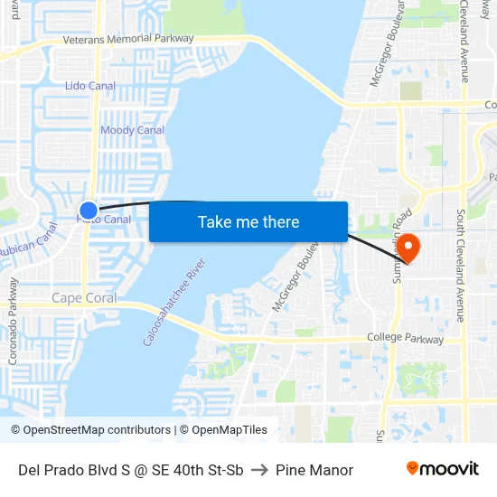Del Prado Blvd S @ SE 40th St-Sb to Pine Manor map