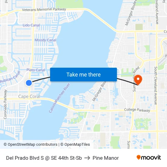 Del Prado Blvd S @ SE 44th St-Sb to Pine Manor map