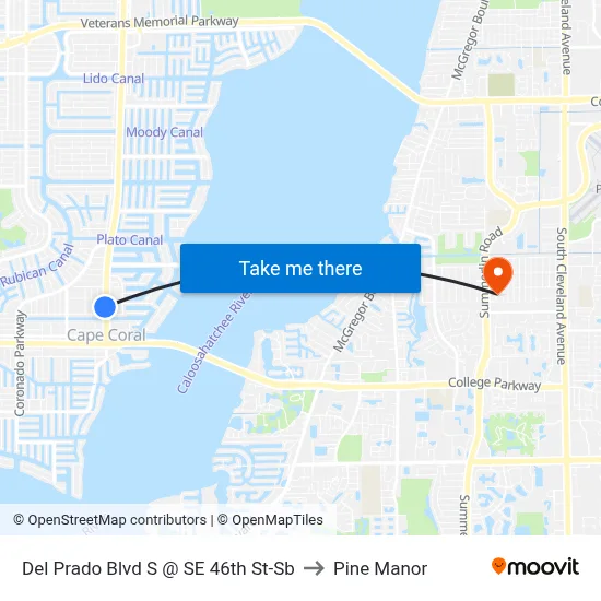 Del Prado Blvd S @ SE 46th St-Sb to Pine Manor map