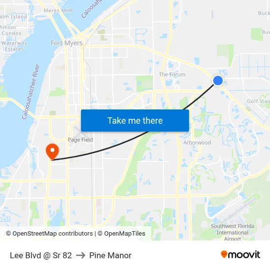 Lee Blvd @ Sr 82 to Pine Manor map