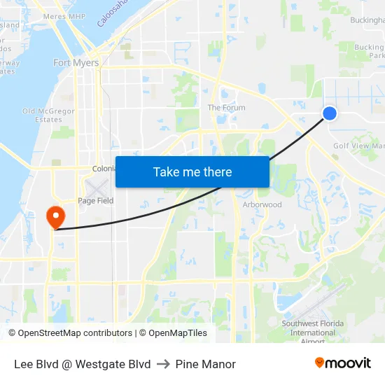 Lee Blvd @ Westgate Blvd to Pine Manor map