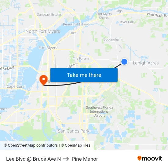 Lee Blvd @ Bruce Ave N to Pine Manor map