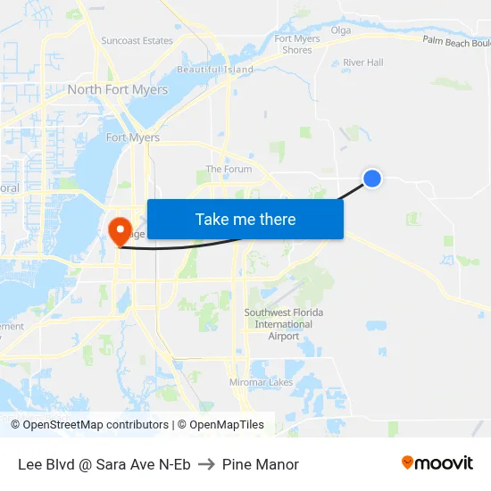 Lee Blvd @ Sara Ave N-Eb to Pine Manor map