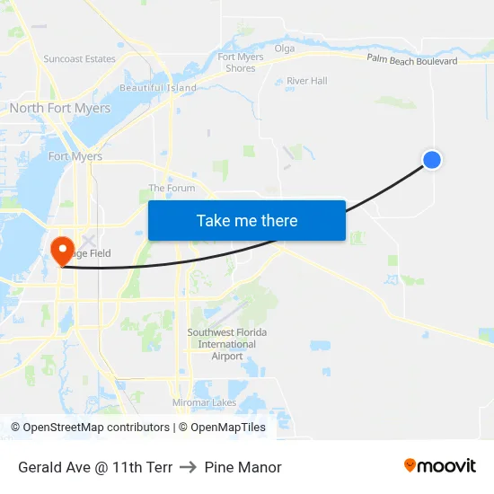 Gerald Ave @ 11th Terr to Pine Manor map