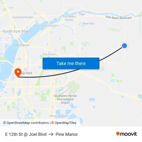 E 12th St @ Joel Blvd to Pine Manor map