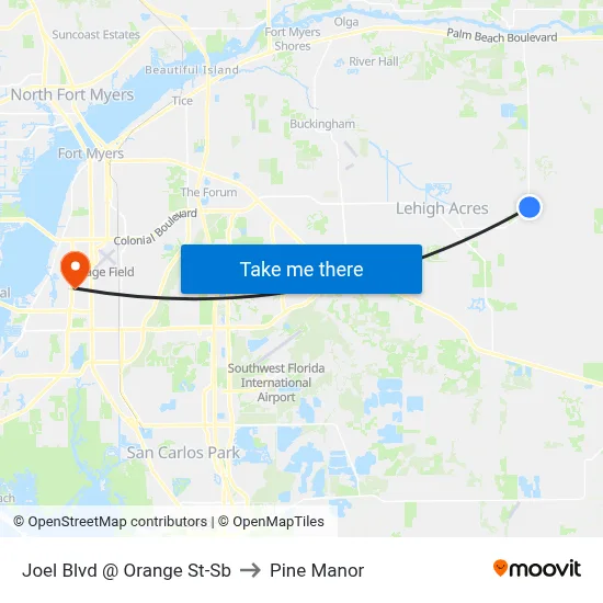 Joel Blvd @ Orange St-Sb to Pine Manor map