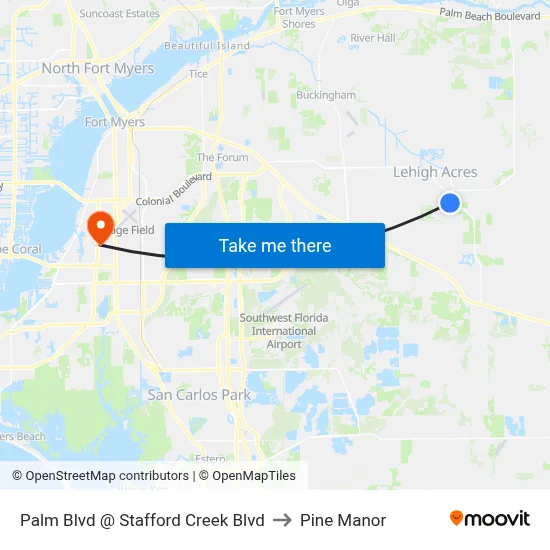 Palm Blvd @ Stafford Creek Blvd to Pine Manor map