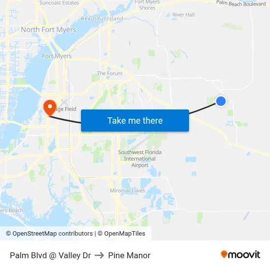 Palm Blvd @ Valley Dr to Pine Manor map
