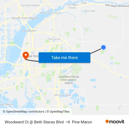 Woodward Ct @ Beth Stacey Blvd to Pine Manor map