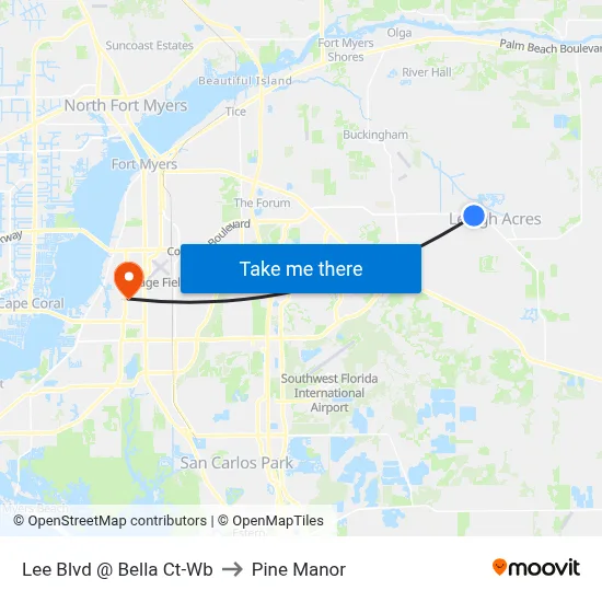 Lee Blvd @ Bella Ct-Wb to Pine Manor map