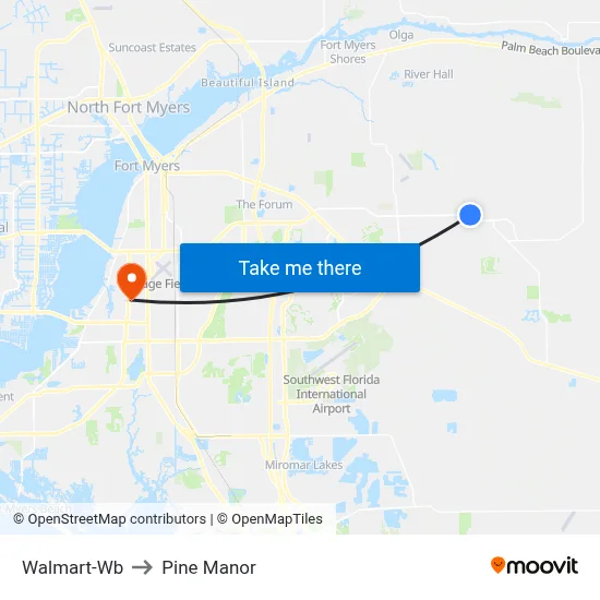 Walmart-Wb to Pine Manor map