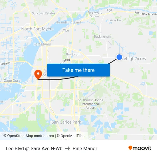 Lee Blvd @ Sara Ave N-Wb to Pine Manor map