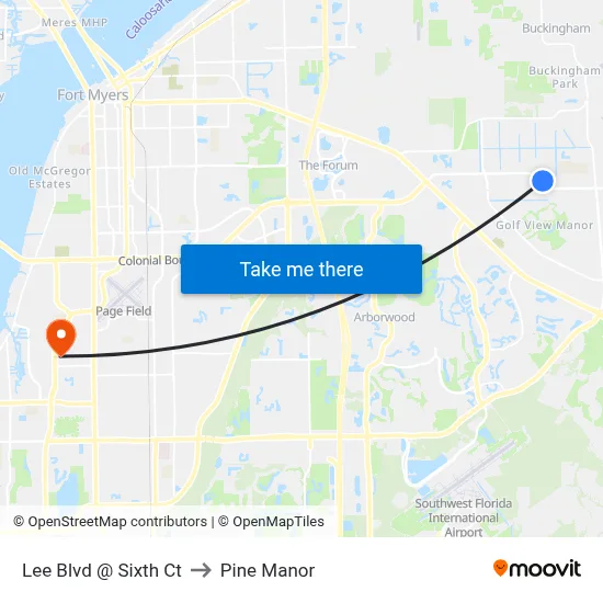 Lee Blvd @ Sixth Ct to Pine Manor map