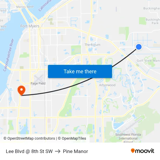 Lee Blvd @ 8th St SW to Pine Manor map