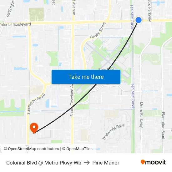 Colonial Blvd @ Metro Pkwy-Wb to Pine Manor map