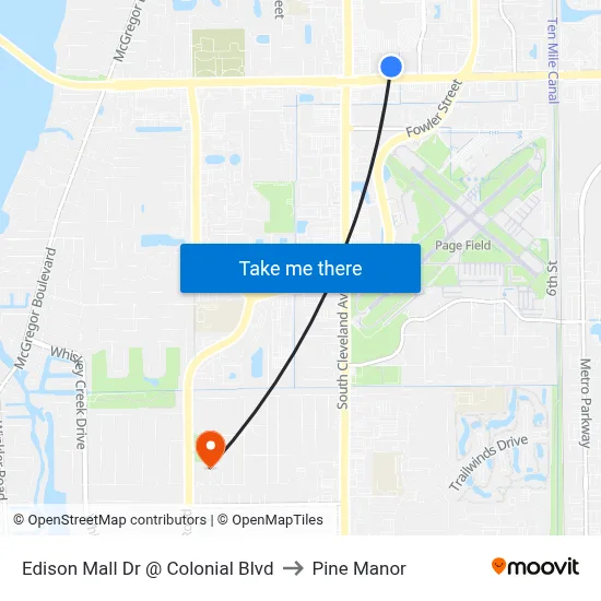 Edison Mall Dr @ Colonial Blvd to Pine Manor map