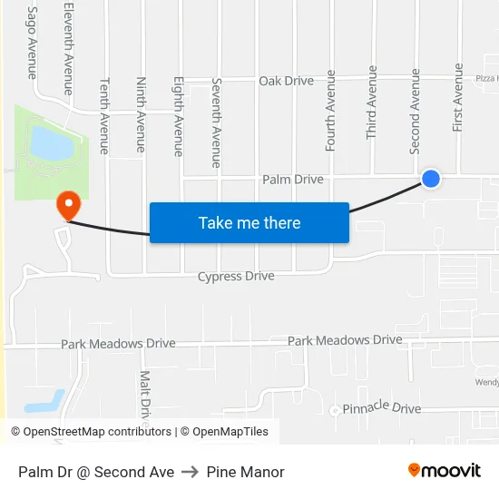Palm Dr @ Second Ave to Pine Manor map