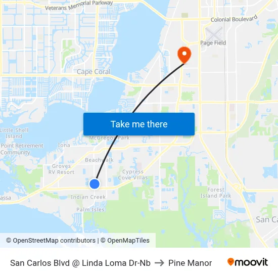 San Carlos Blvd @ Linda Loma Dr-Nb to Pine Manor map