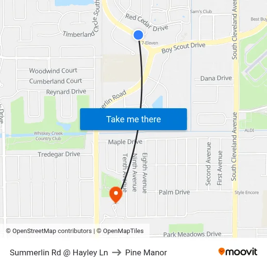 Summerlin Rd @ Hayley Ln to Pine Manor map