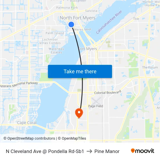 N Cleveland Ave @ Pondella Rd-Sb1 to Pine Manor map