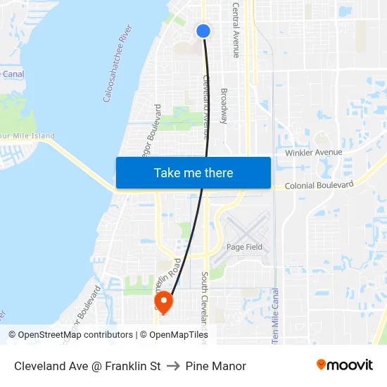 Cleveland Ave @ Franklin St to Pine Manor map