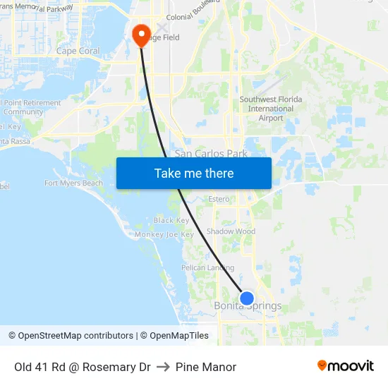 Old 41 Rd @ Rosemary Dr to Pine Manor map