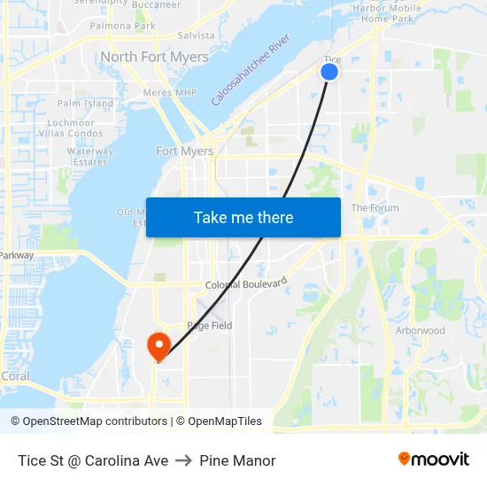 Tice St @ Carolina Ave to Pine Manor map