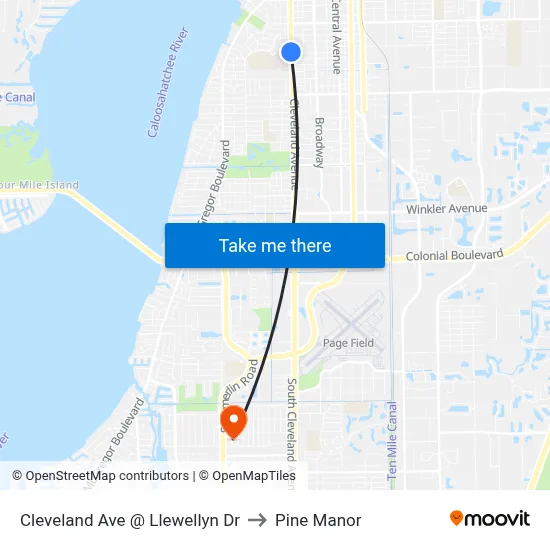 Cleveland Ave @ Llewellyn Dr to Pine Manor map