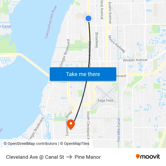 Cleveland Ave @ Canal St to Pine Manor map