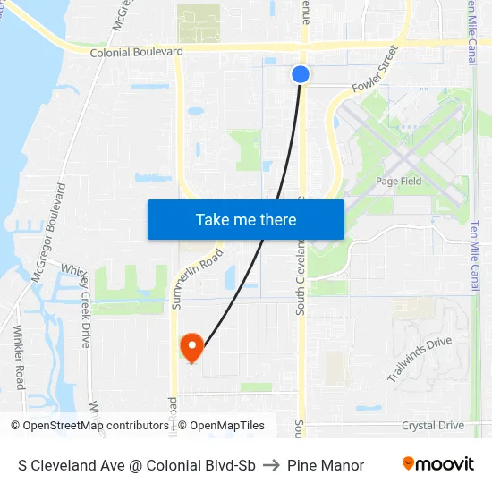 S Cleveland Ave @ Colonial Blvd-Sb to Pine Manor map