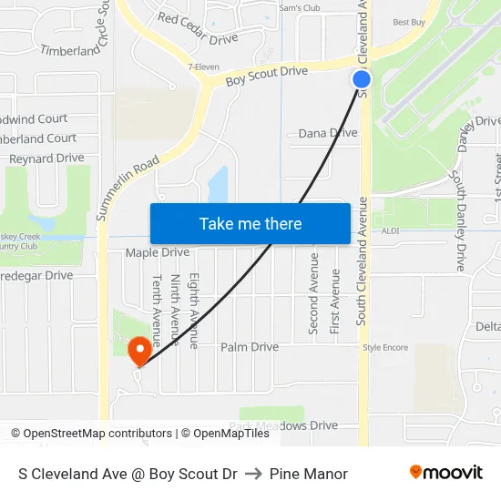 S Cleveland Ave @ Boy Scout Dr to Pine Manor map