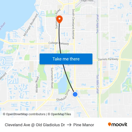 Cleveland Ave @ Old Gladiolus Dr to Pine Manor map