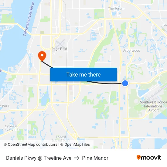 Daniels Pkwy @ Treeline Ave to Pine Manor map