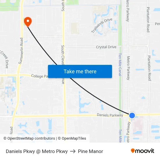 Daniels Pkwy @ Metro Pkwy to Pine Manor map