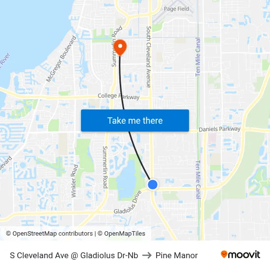 S Cleveland Ave @ Gladiolus Dr-Nb to Pine Manor map