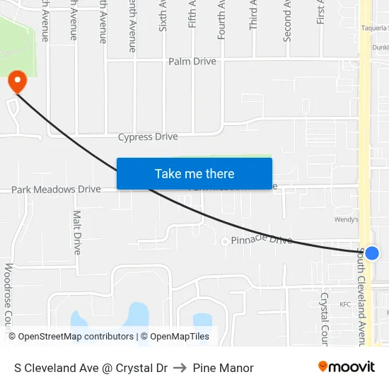 S Cleveland Ave @ Crystal Dr to Pine Manor map